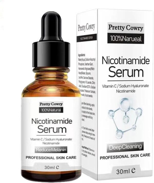 Pretty Cowry Nicotinamide Serum with Vitamin C | 30 ml Nicotinamide Face Serum for Anti-Wrinkles and Age, Even Skin, Against Blemishes and Stains