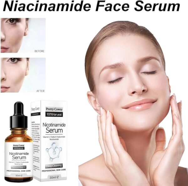 Pretty Cowry Nicotinamide Serum with Vitamin C | 30 ml Nicotinamide Face Serum for Anti-Wrinkles and Age, Even Skin, Against Blemishes and Stains - Image 5